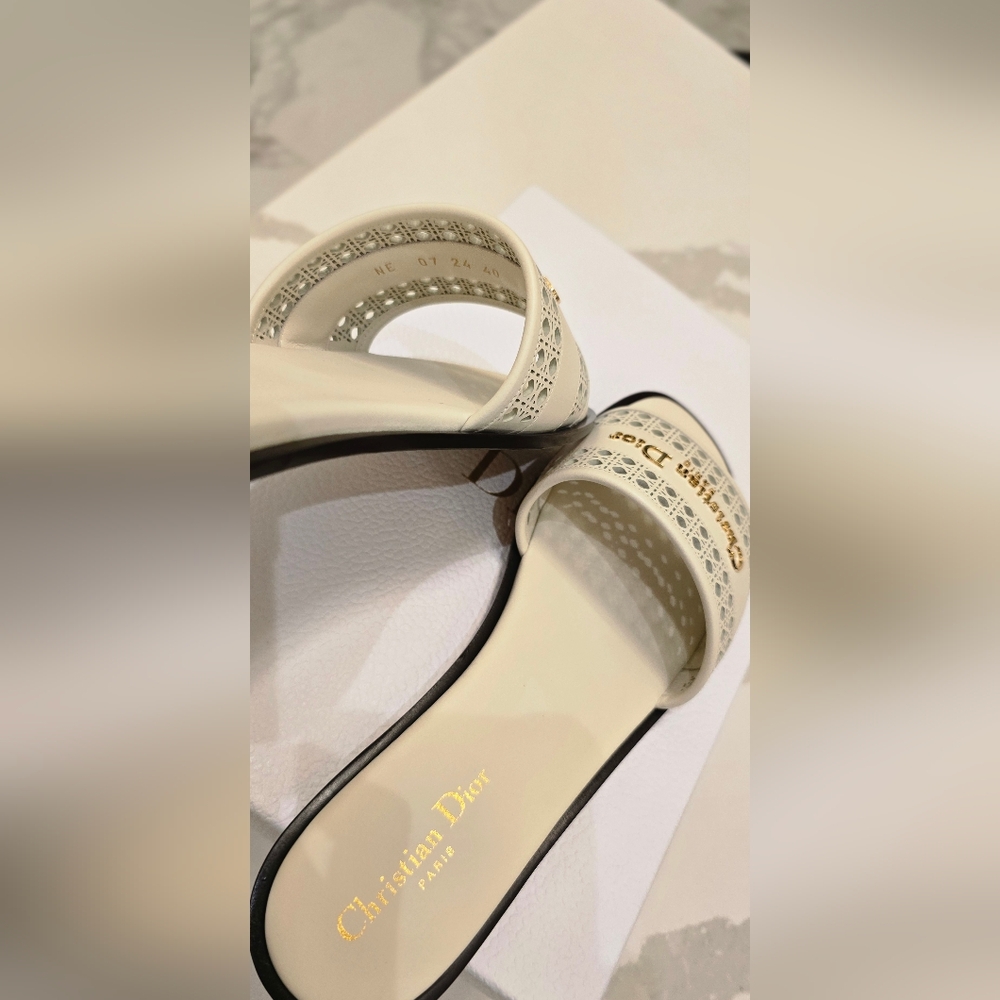 Dior D-Lane Cream and Gold Sandals - Picture 2 of 4